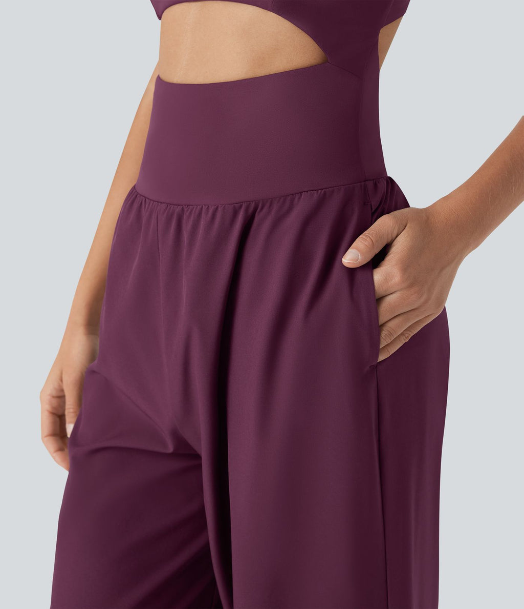 Combinaison yoga Breezeful™ dos nu à découpes séchage rapide avec poches latérales - Édition Easy Peasy