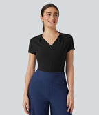 Haut tailleur col V manches courtes