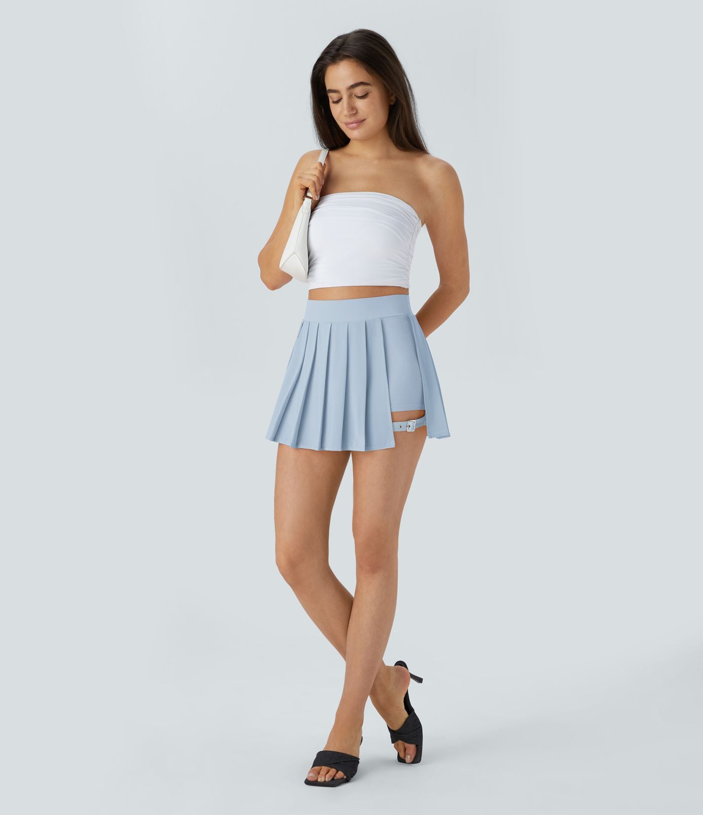 Breezeful™ Mini Jupe Soirée Plissée 2 en 1 Taille Haute Poche Latérale Boucle Réglable Séchage Rapide