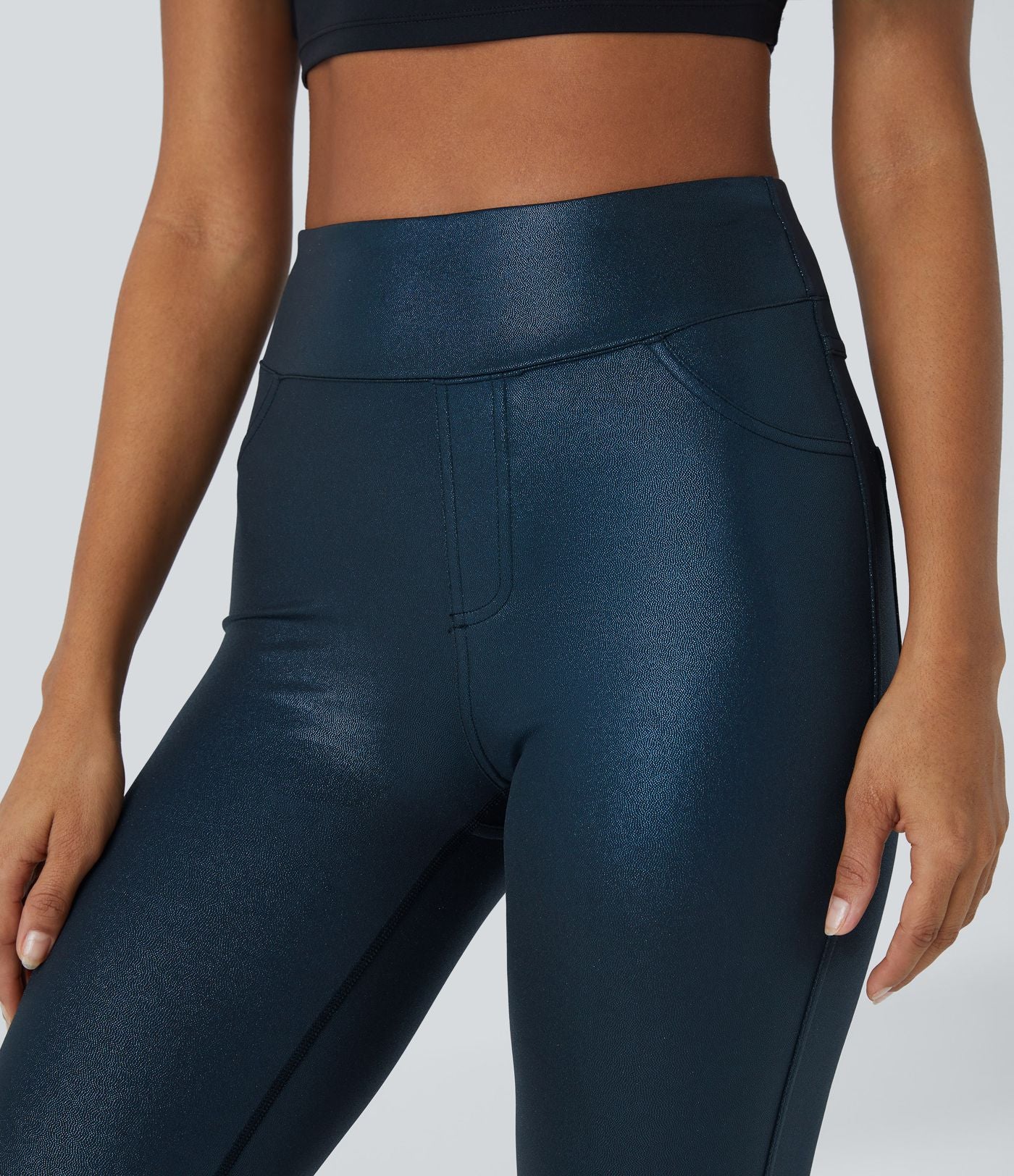 Softlyzero™ Legging Travail Taille Haute Tissu Enduit Poche Latérale Arrière