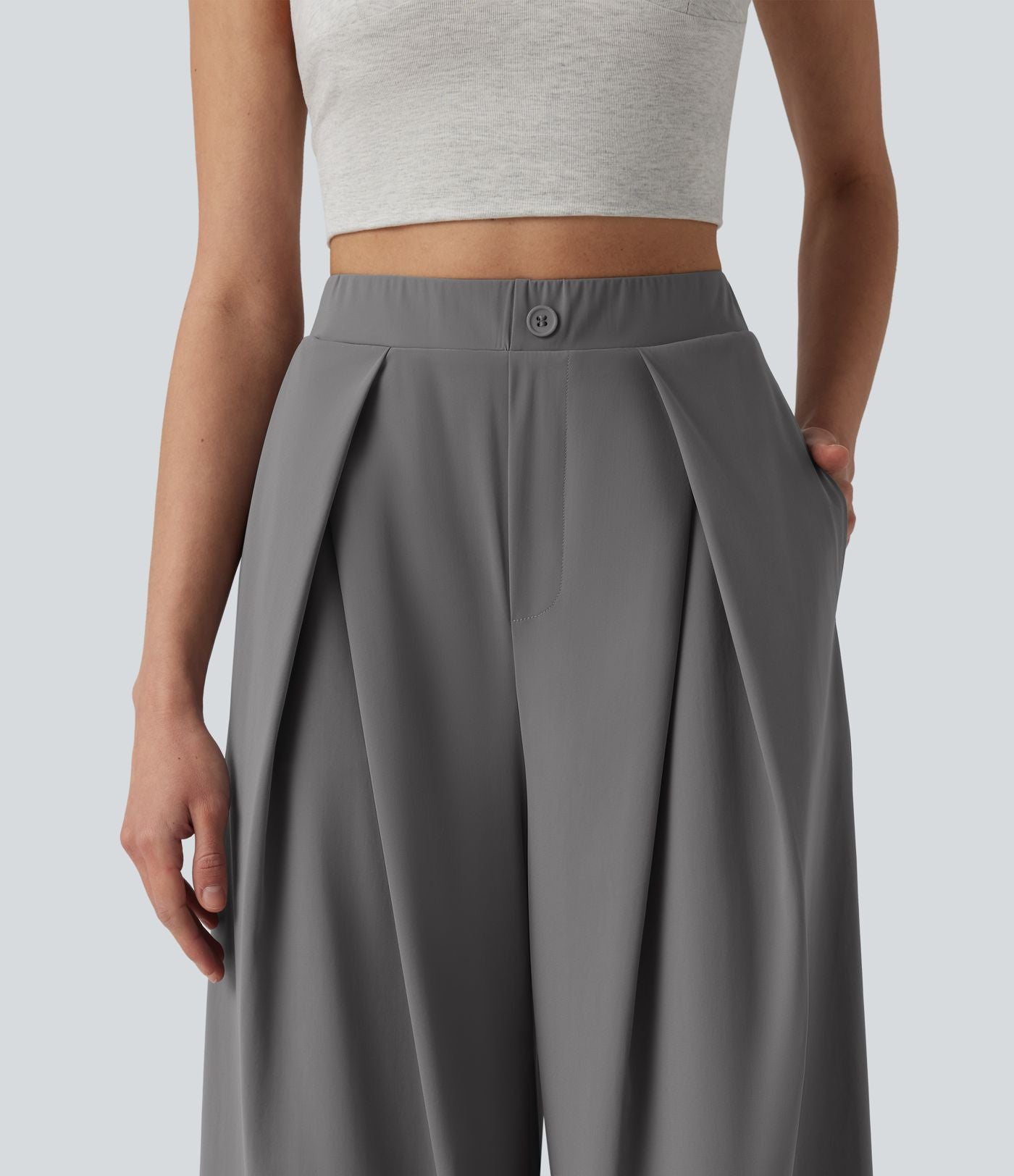 Pantalon large séchage rapide effet frais InstantCool taille haute avec poches, protection solaire UPF40+