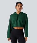Sweat-shirt court à capuche épaules tombantes coupe décontractée