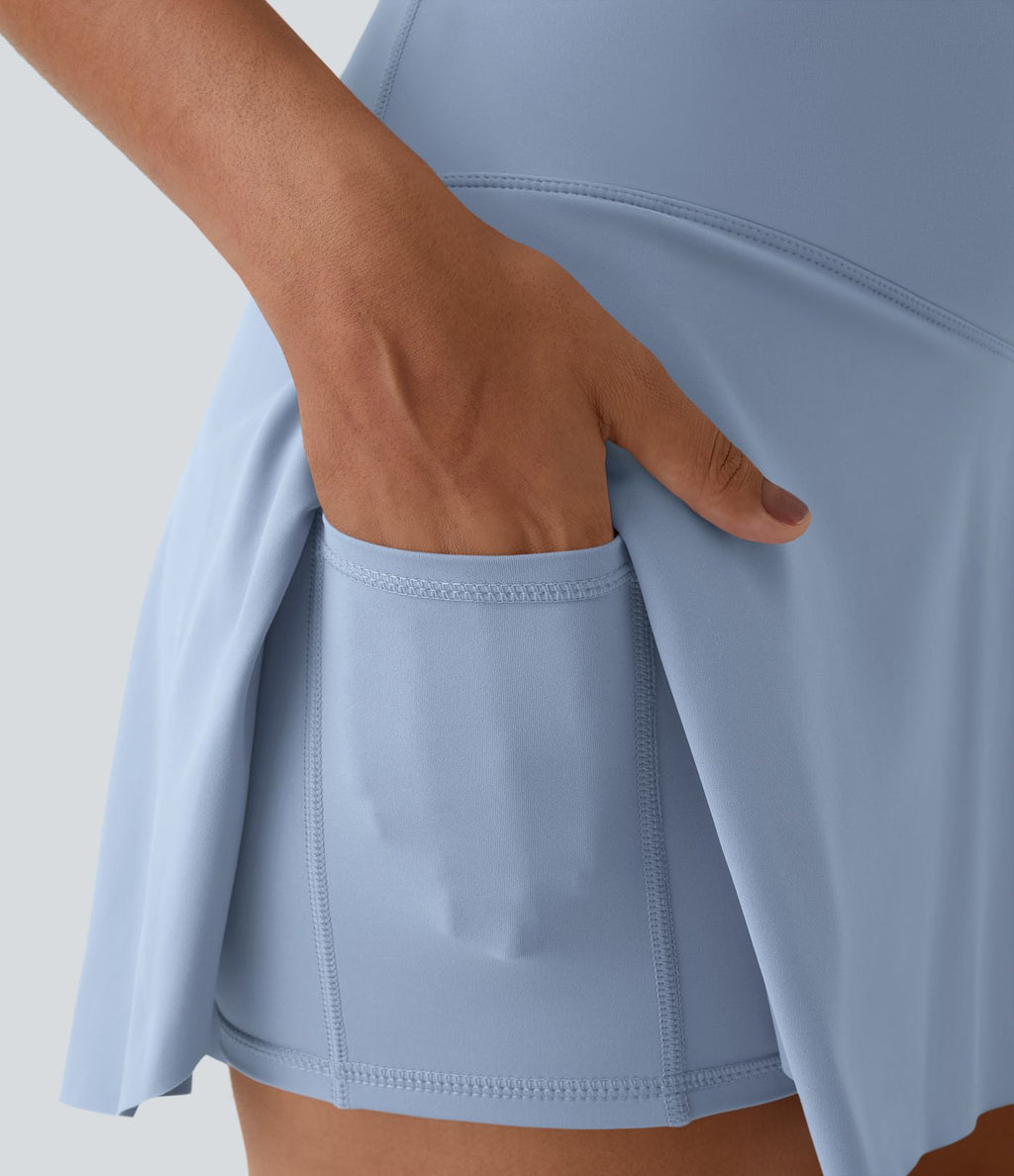 Jupe de tennis mini 2-en-1 quotidienne SoftlyZero™ Airy avec croisement, poche latérale et effet frais InstantCool, Lucid, protection solaire UPF50+