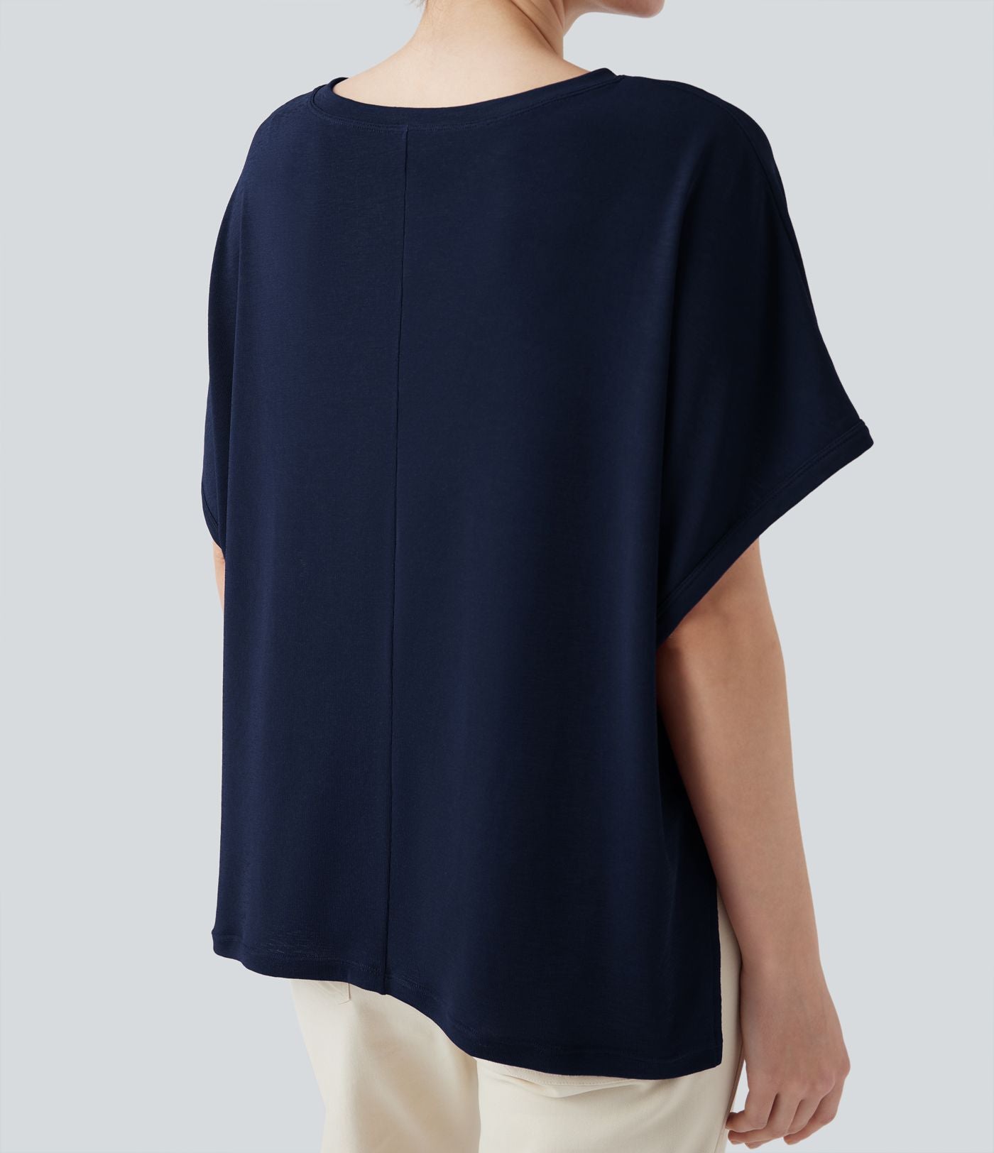 T-shirt col rond manches chauve-souris coupe décontractée