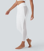 Legging de yoga Softlyzero™ taille haute croisé avec filet contrasté, poche et protection UPF50+