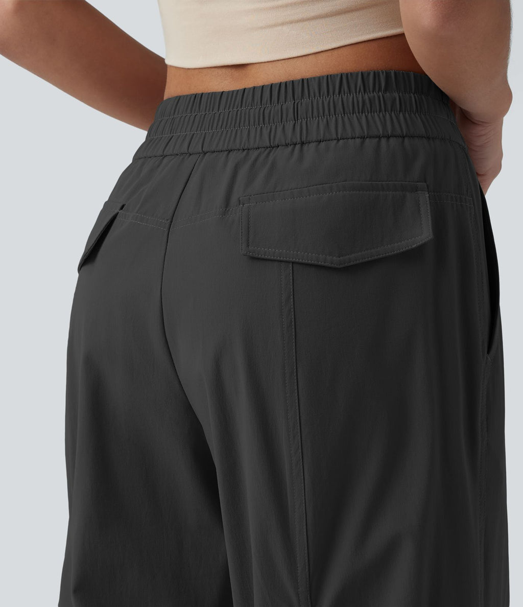 Jogging cargo ample décontracté taille haute avec cordon de serrage avec poches