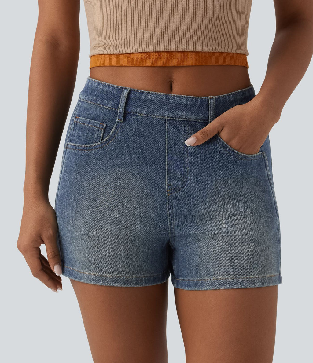 Short tailleur Halara Flex™ denim casual taille mi-haute 7,5 cm avec poches