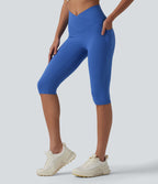 Legging de yoga corsaire SoftlyZero™ taille haute croisé avec poches - UPF50+