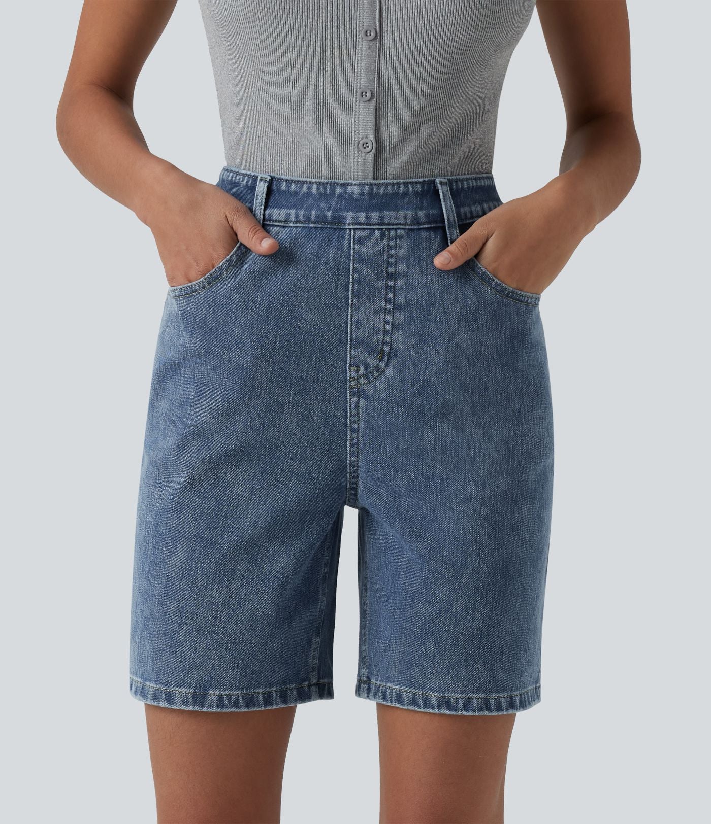Short en jean Halara Flex™ taille haute décontracté 17,5 cm avec poches