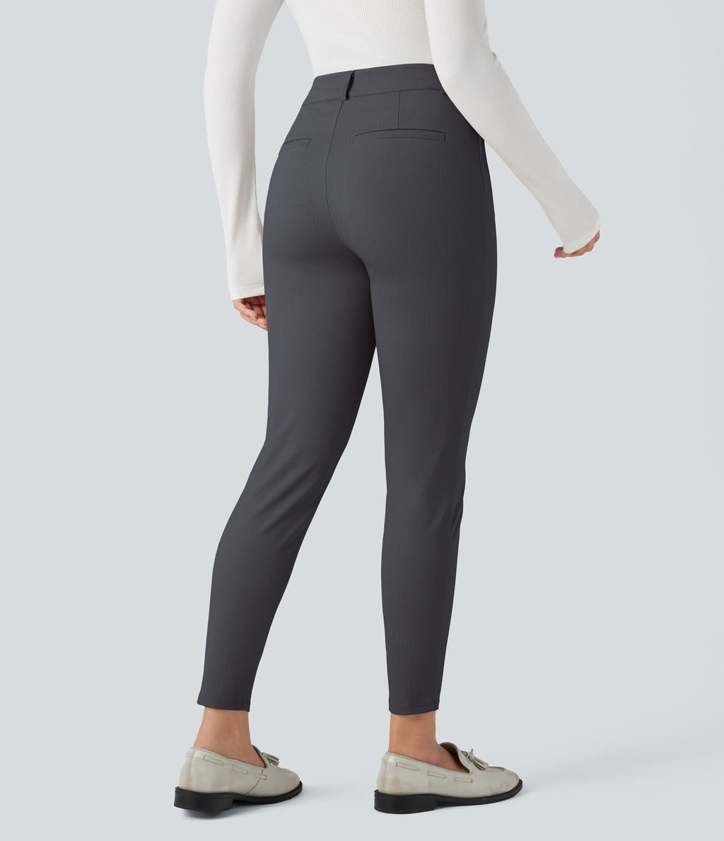 Pantalon tailleur Halara Flex™ skinny chevrons taille haute avec poches