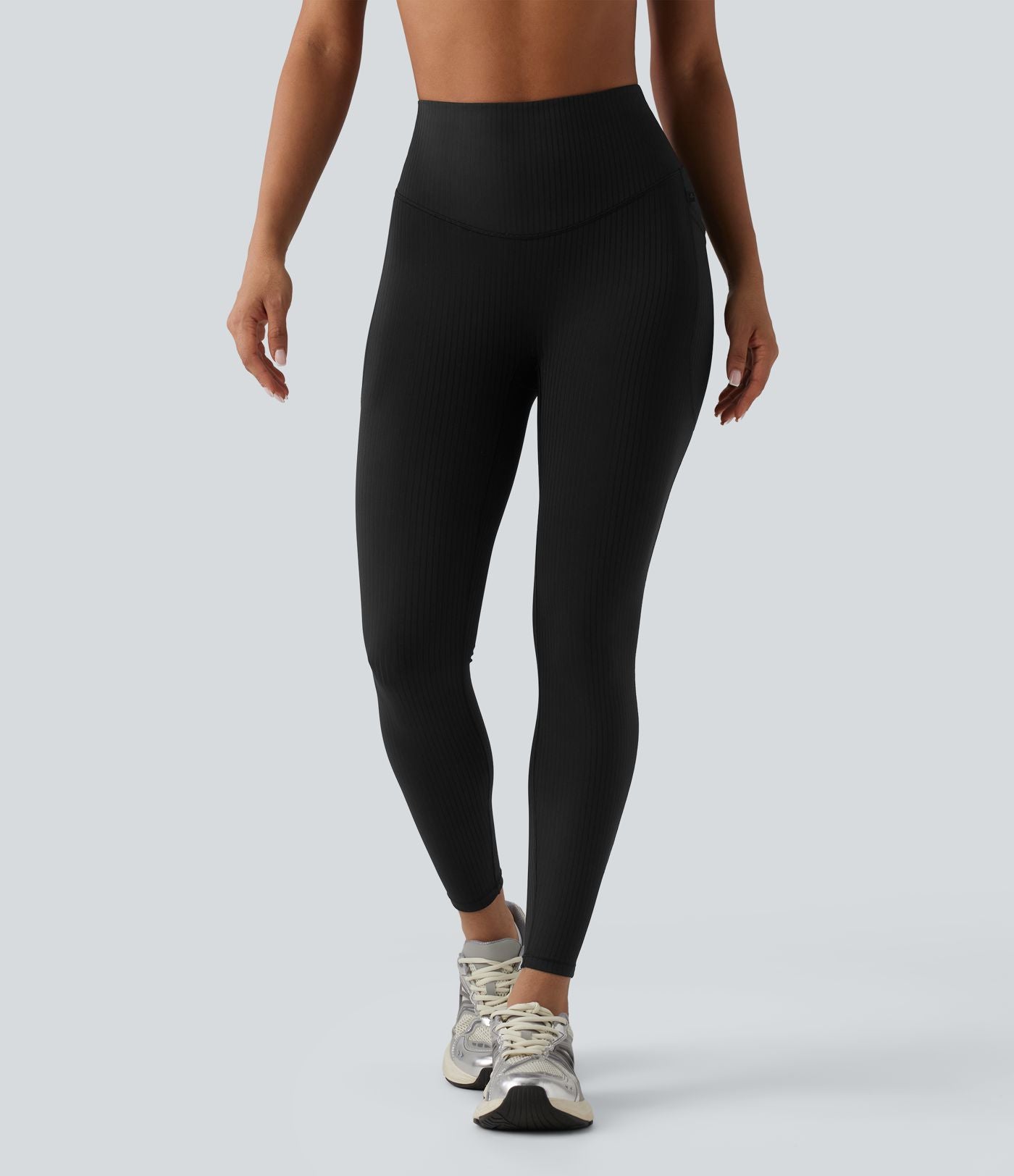 Legging taille haute gainant côtelé avec poches