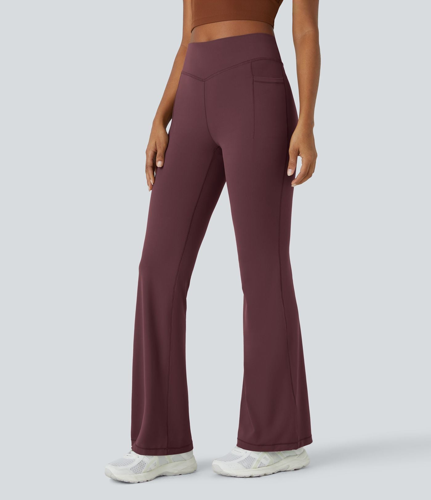 Pantalon évasé pleine longueur de course gainant taille mi-haute avec poches Halara UltraSculpt™