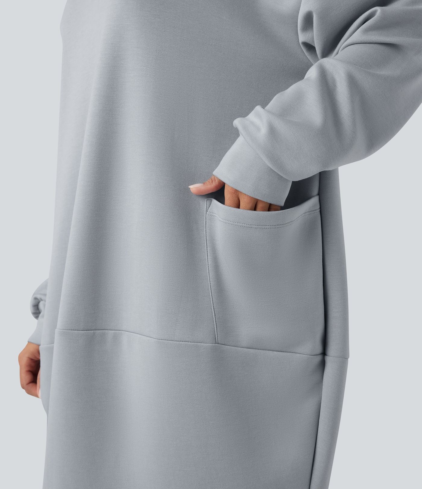 Sweat long à capuche manches longues avec poches