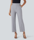 Pantalon de costume taille moyenne longueur cheville jambe droite avec poches latérales