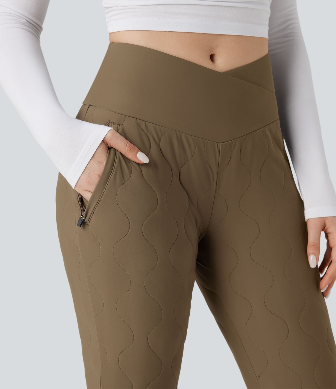 Jogging matelassé casual PuffFlex croisé taille haute avec poches