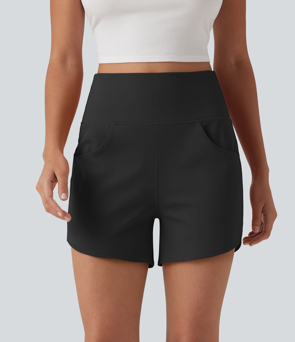 Short décontracté SoftlyZero™ Airy taille haute coupe ajustée à ourlet arrondi, avec poches, 10 cm