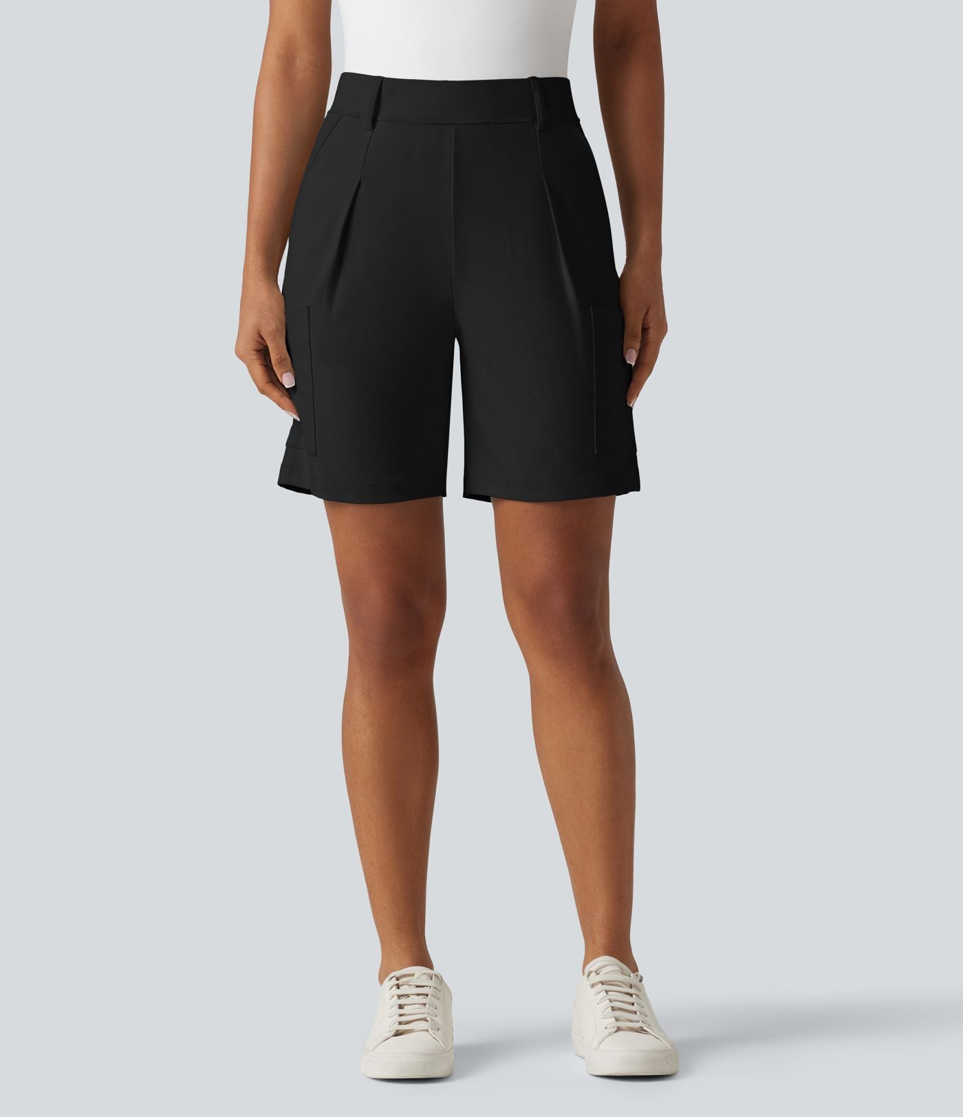 Short tailleur cargo ample à taille haute plissé DayStretch avec poches