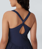 Robe active fluide Breezeful™ mini 2-en-1 à séchage rapide avec dos nu, style corset et poche - Longueur allongée