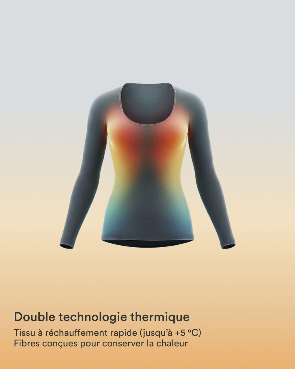 T-shirt réchauffant col échancré manches longues