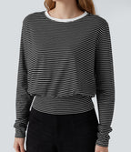 T-shirt rayé col rond manches longues