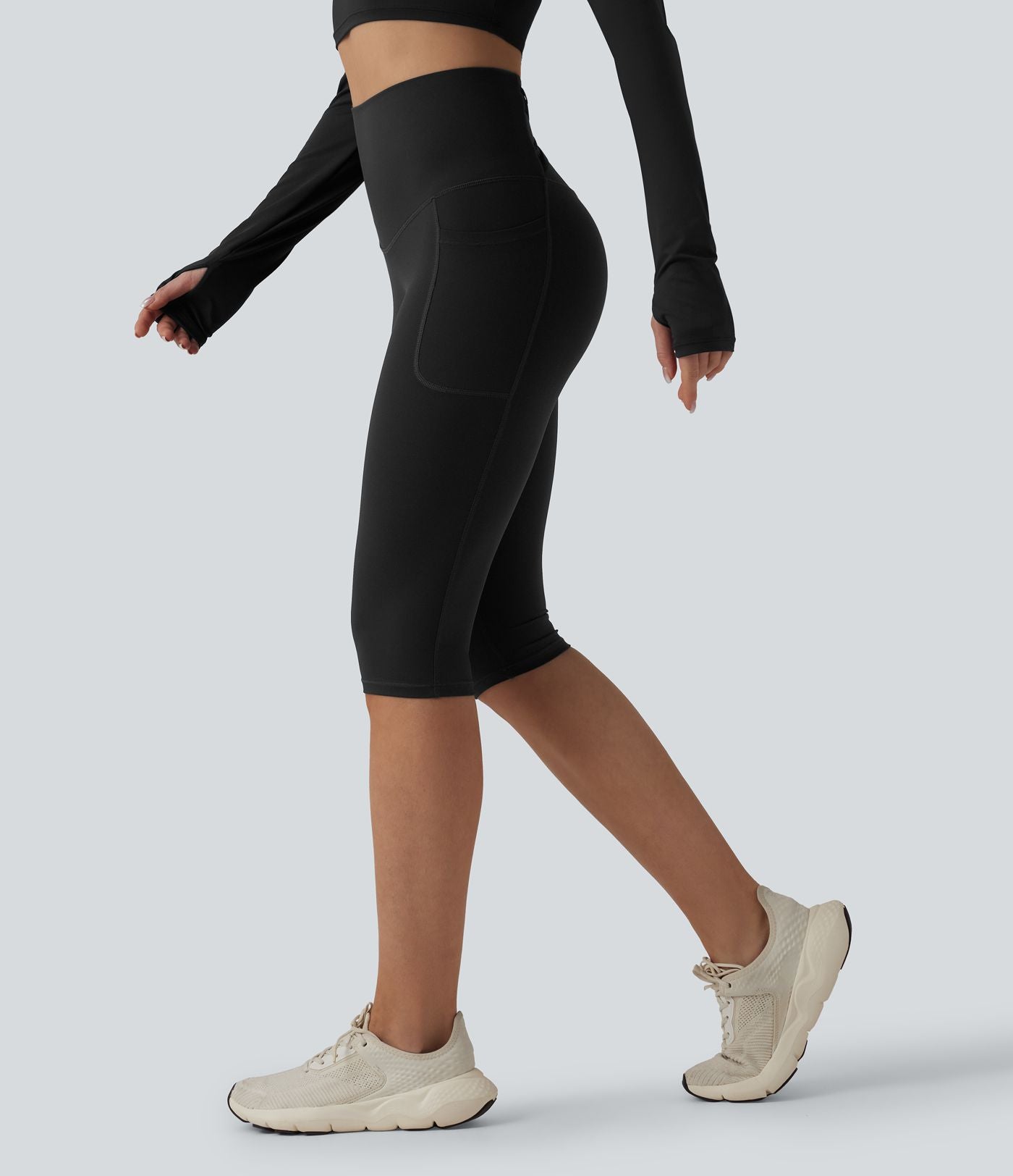 Halara Ultrasculpt™ Legging de running corsaire gainant taille haute dos croisé avec poches
