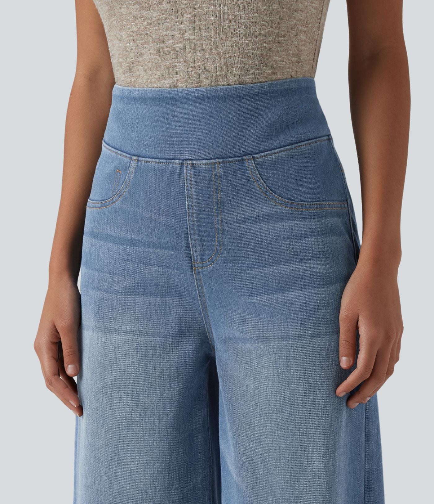 Jean capri ample Halara Flex™ taille haute gainant avec poches