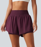 Short de running 2-en-1 Breezeful™ taille haute à ourlet croisé arrondi, séchage rapide, poches, 7,5 cm