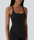 Top bretelles yoga Halara UltraSculpt™ Cool séchage rapide, dos nu avec bonnets moulés - UPF50+