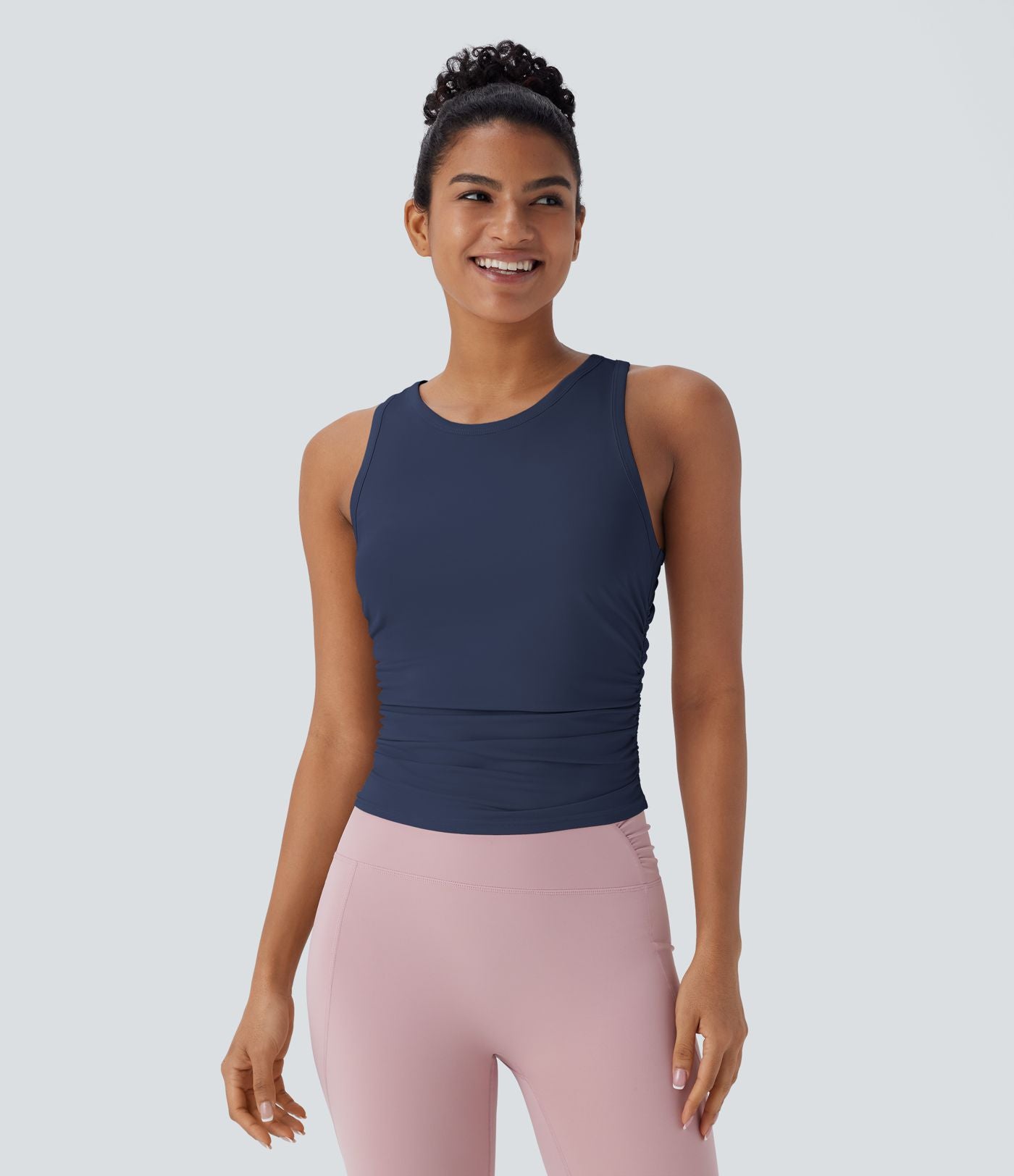 Débardeur de yoga dos nageur froncé col rond