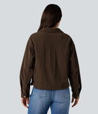Veste chemise velours côtelé manches longues avec boutons et poches