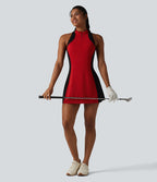 Halara UltraSculpt™ Robe sport mini de golf à col cheminée, soutien-gorge intégré, dos nageur et colorblock