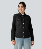 Veste décontractée effet daim à col et manches longues avec poches