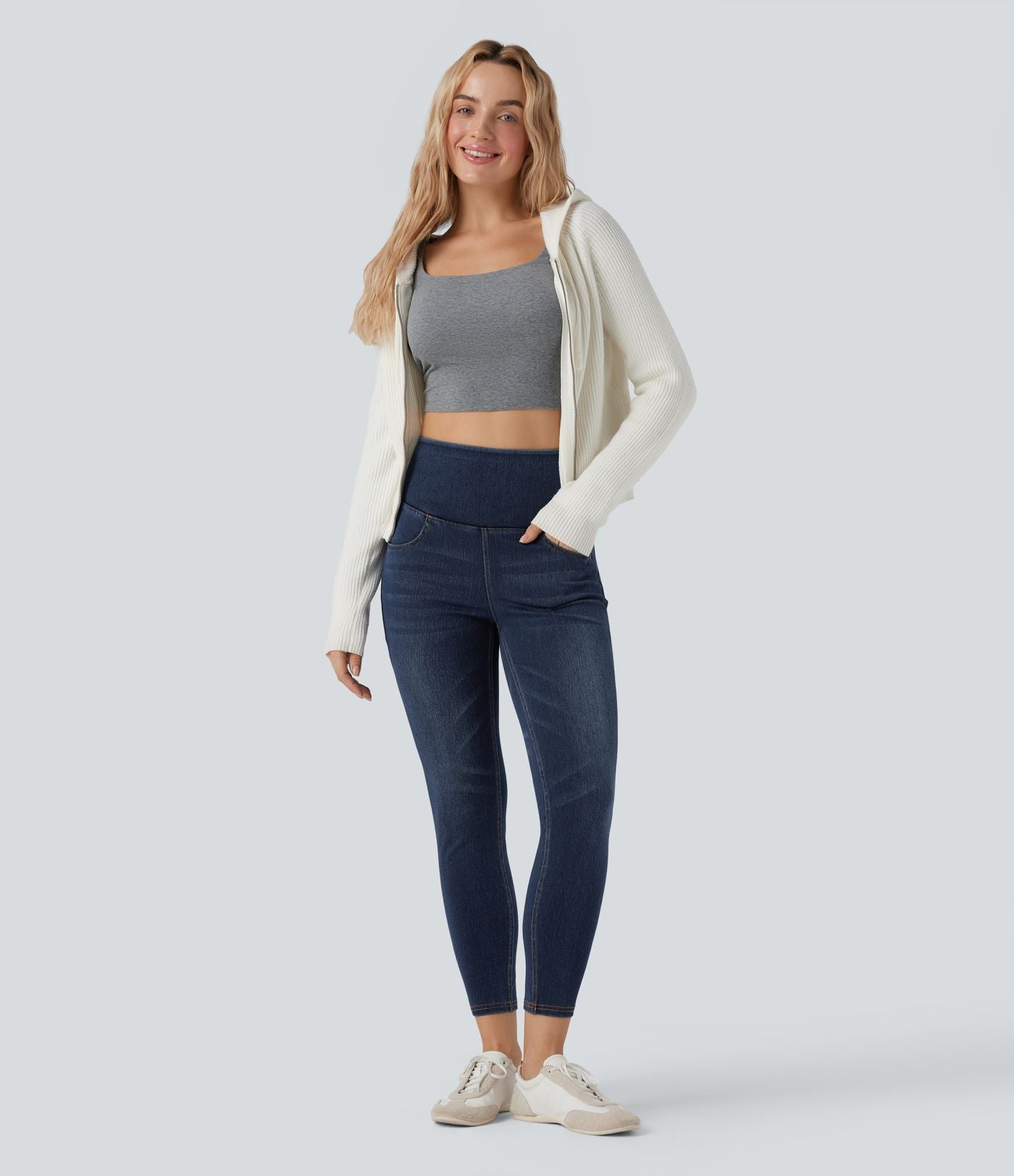 Jean skinny 7/8 Halara Flex™ taille haute dos croisé avec poches