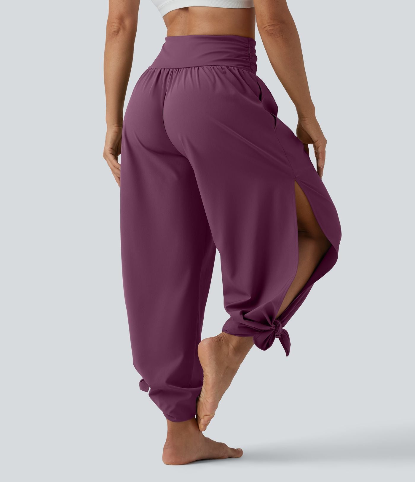 Pantalon fluide Breezeful™ taille haute à séchage rapide avec fronces, fente et poches