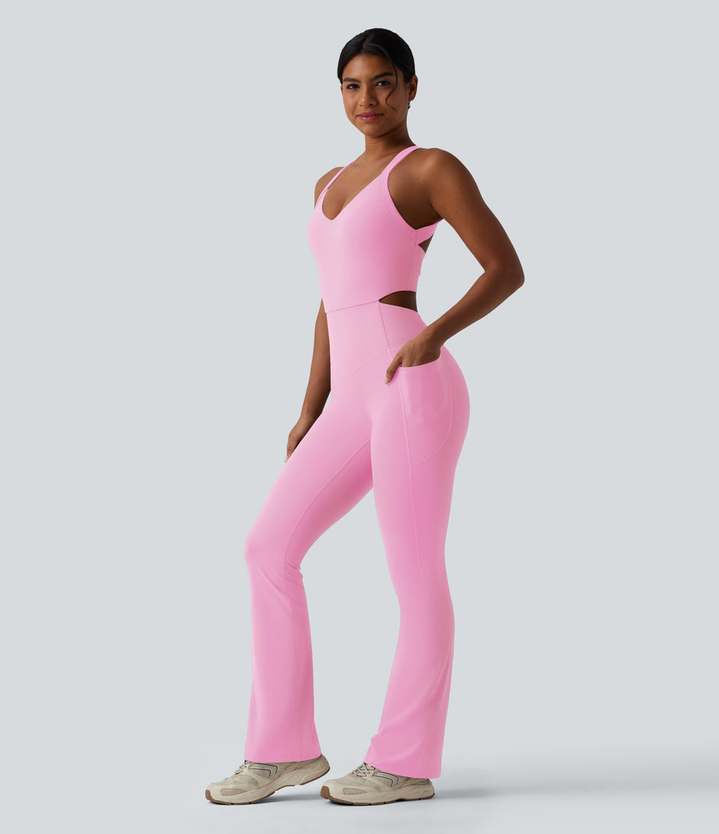 Combinaison bootcut d'entraînement gainante Halara UltraSculpt™ avec poches - Édition Easy Peasy
