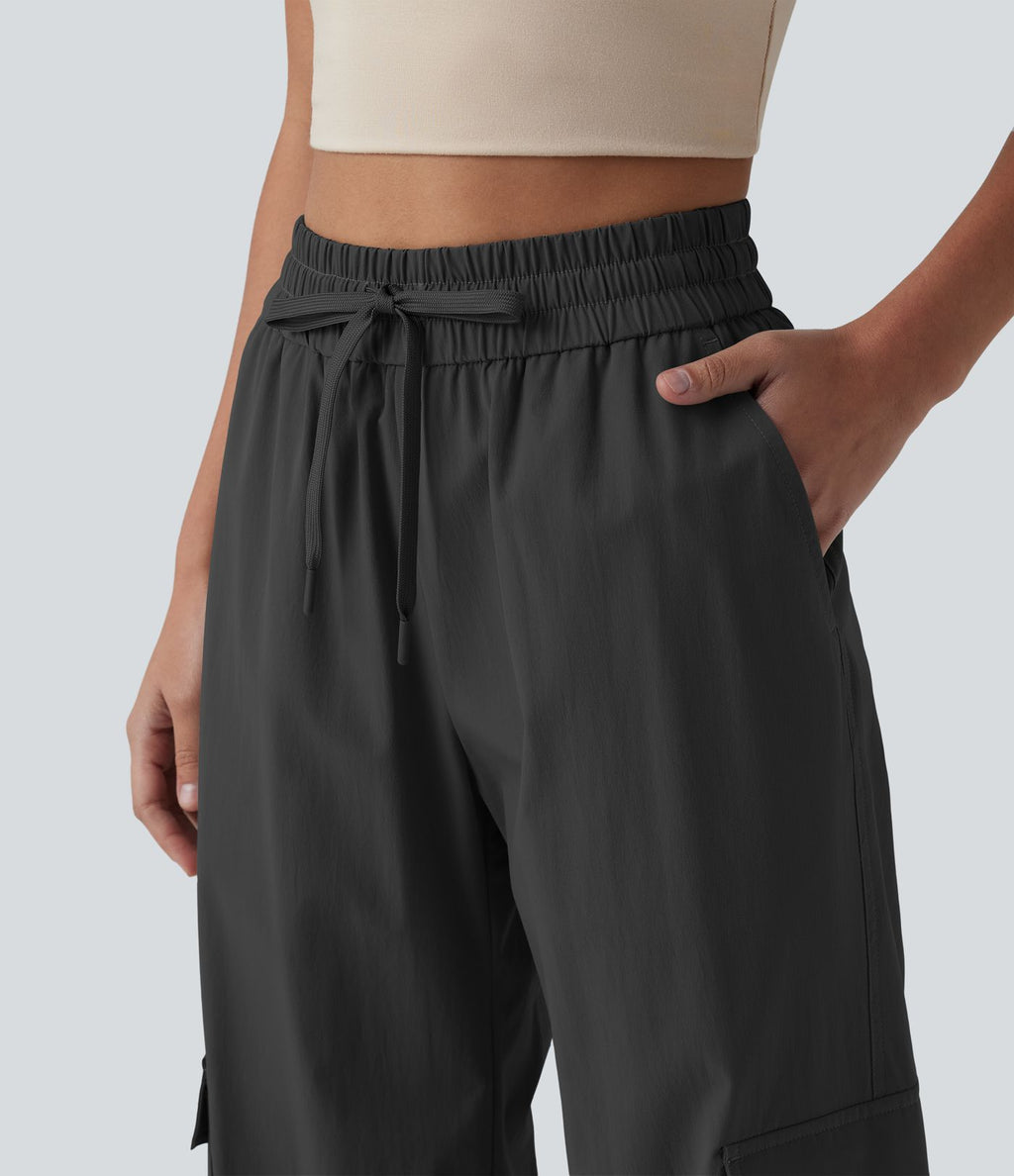 Jogging cargo ample décontracté taille haute avec cordon de serrage avec poches