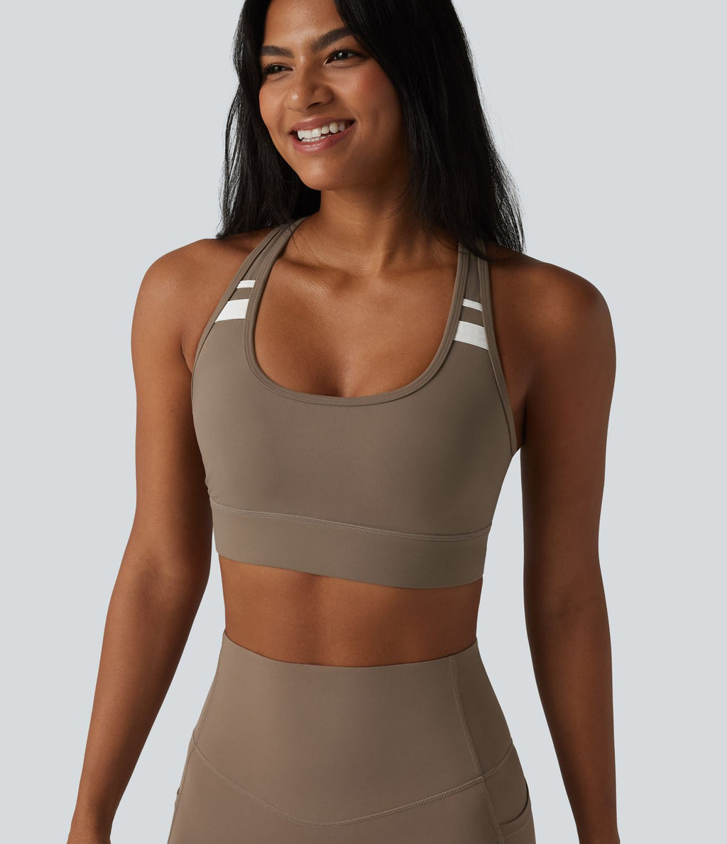 Soutien-gorge de sport Halara UltraSculpt™ à maintien moyen et soutien-gorge intégré dos nageur color block