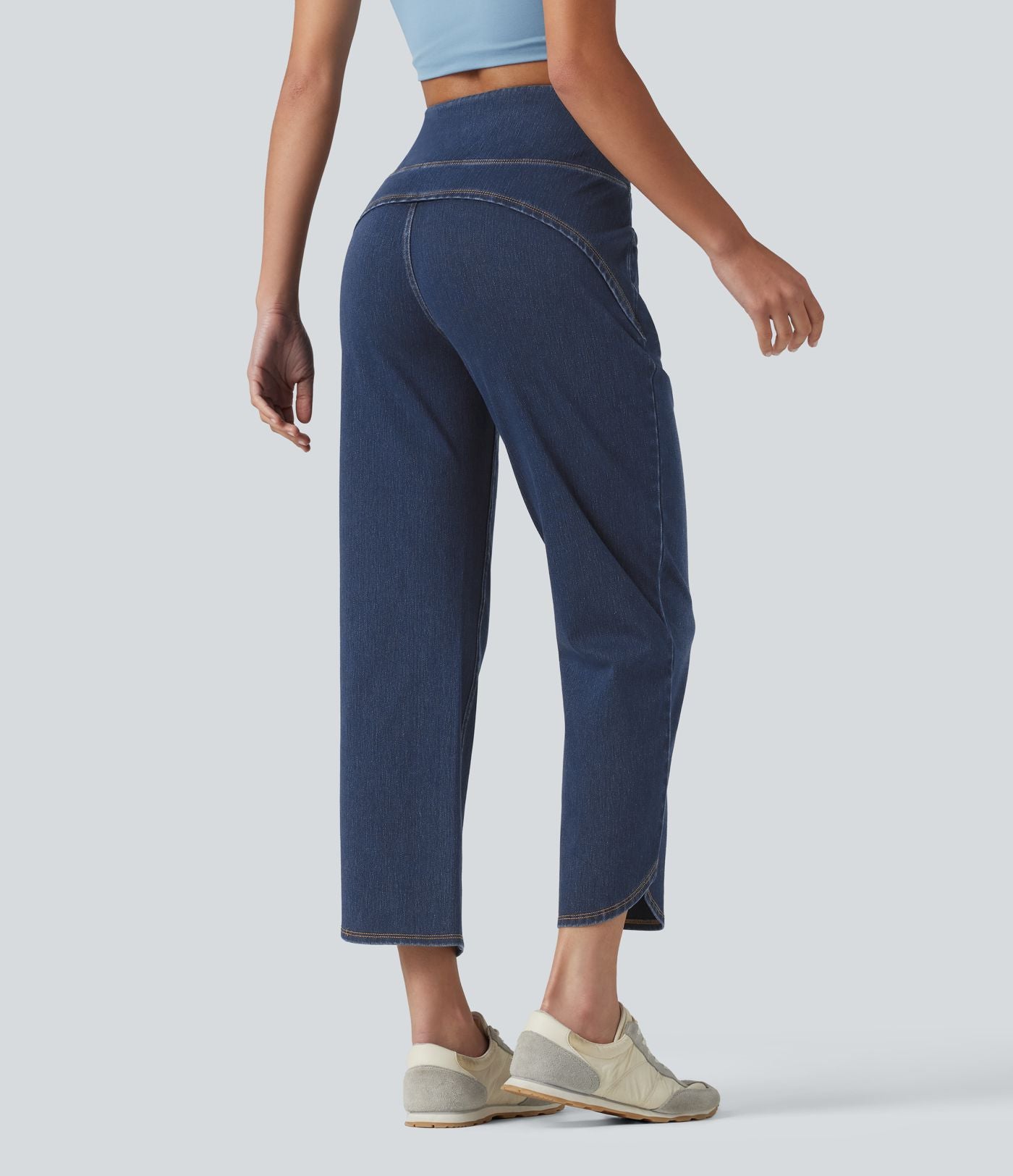 Jean skinny décontracté 7/8 Halara Flex™ taille haute, effet ventre plat, ourlet arrondi et poches