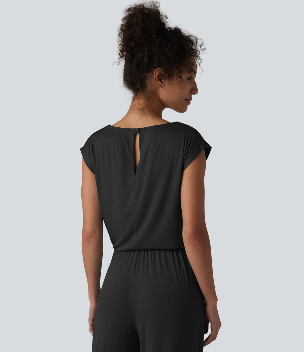 Combinaison casual sans manches col V cordon de serrage avec poches - Easy Peasy