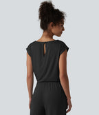 Combinaison casual sans manches col V cordon de serrage avec poches - Easy Peasy