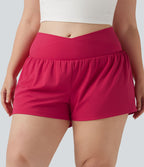 Short de yoga 2-en-1 grande taille à taille haute croisée en SoftlyZero™ Airy à effet frais InstantCool 7,5 cm avec poches