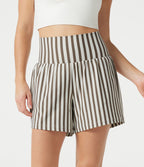 Short de yoga ample 2 en 1 à rayures taille ultra haute avec poches