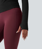 Haut de sport yoga col rond à manches longues avec passants pouces sans couture OneForm Seamless Flow