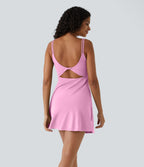 Robe de sport danse 2-pièces SoftlyZero™ Plush double bretelles caraco avec poche A-D