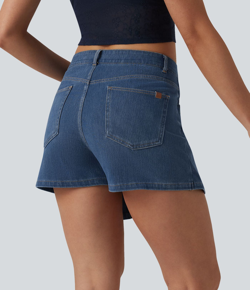 Micro skort jean Halara Flex™  taille mi-haute asymétrique avec poches