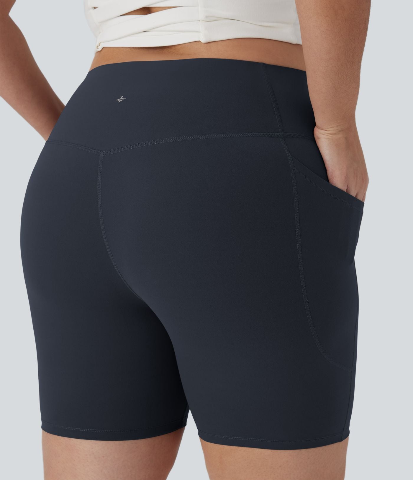 Short cycliste 17,5 cm d'entraînement gainant taille haute grande taille avec poches Halara UltraSculpt™