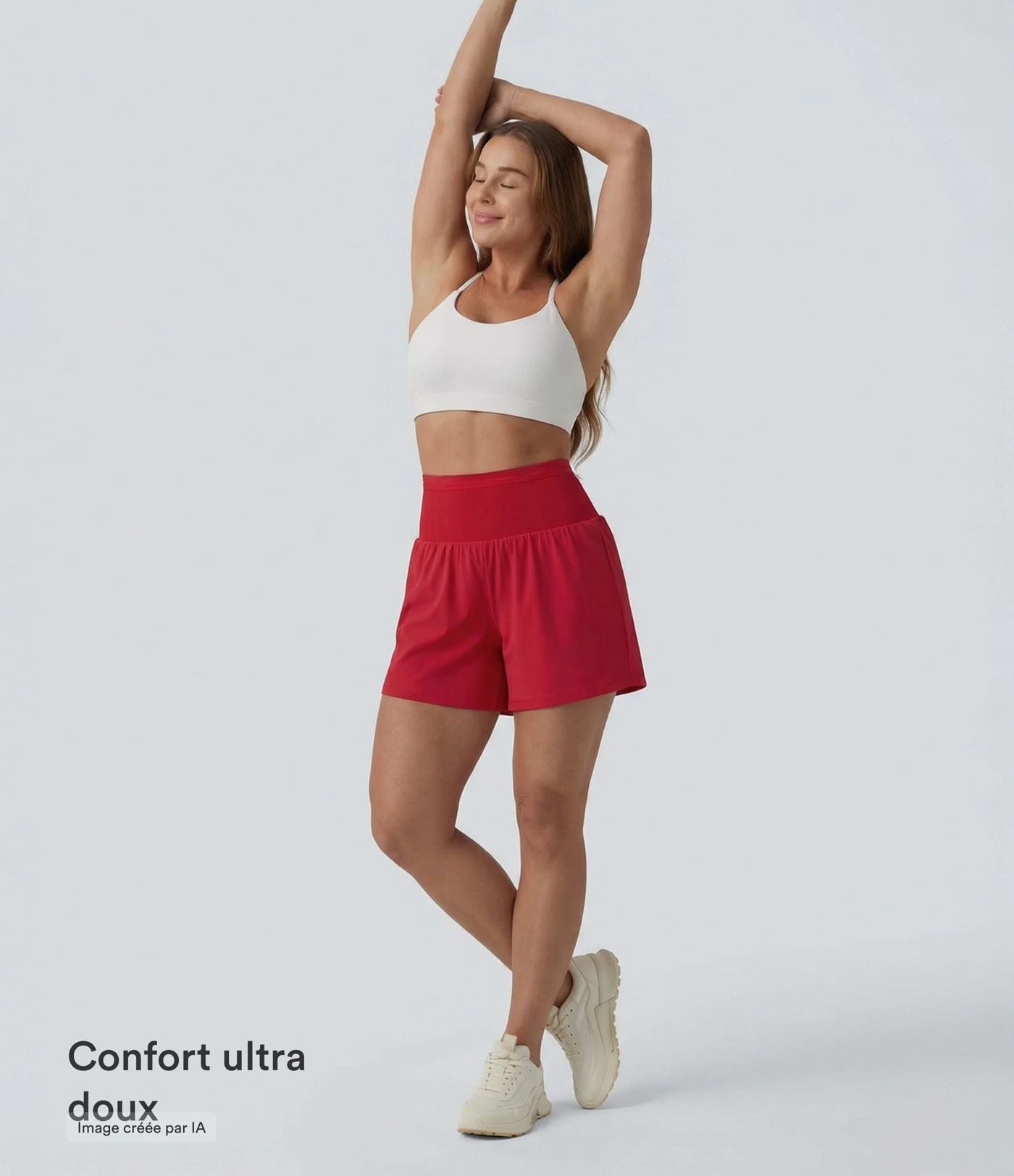 Short de yoga 2-en-1 SoftlyZero™ Airy gainant taille haute effet frais InstantCool avec poches