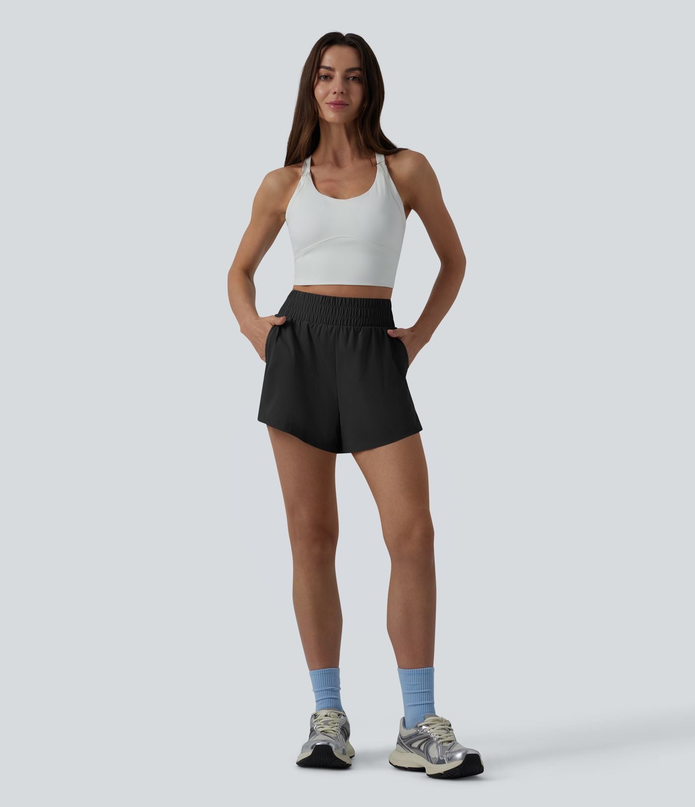 Short sport 2-en-1 taille haute réfléchissant à séchage rapide Breezeful™ avec poches
