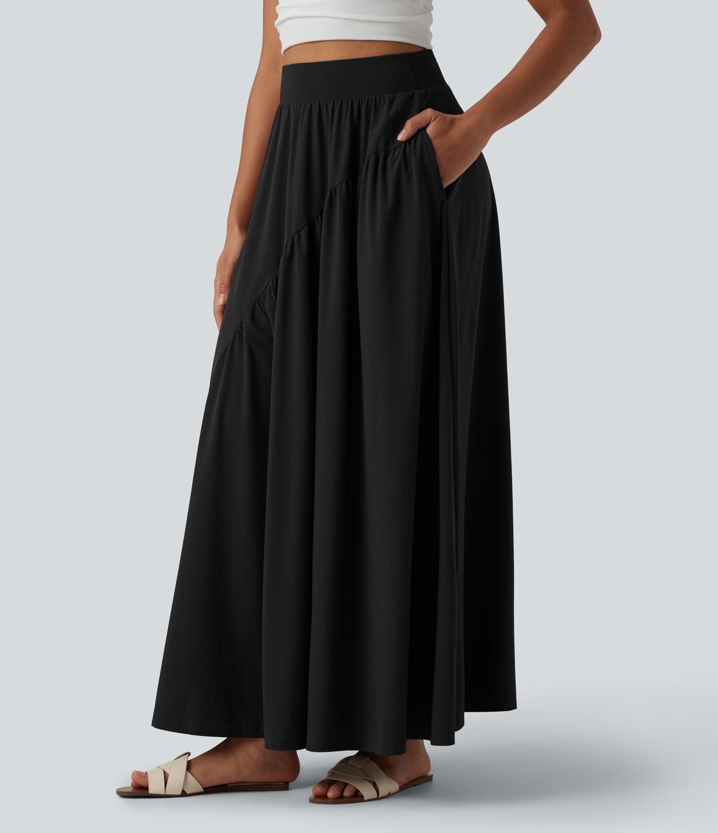 Breezeful™ Jupe maxi décontractée fluide taille haute à séchage rapide avec poches