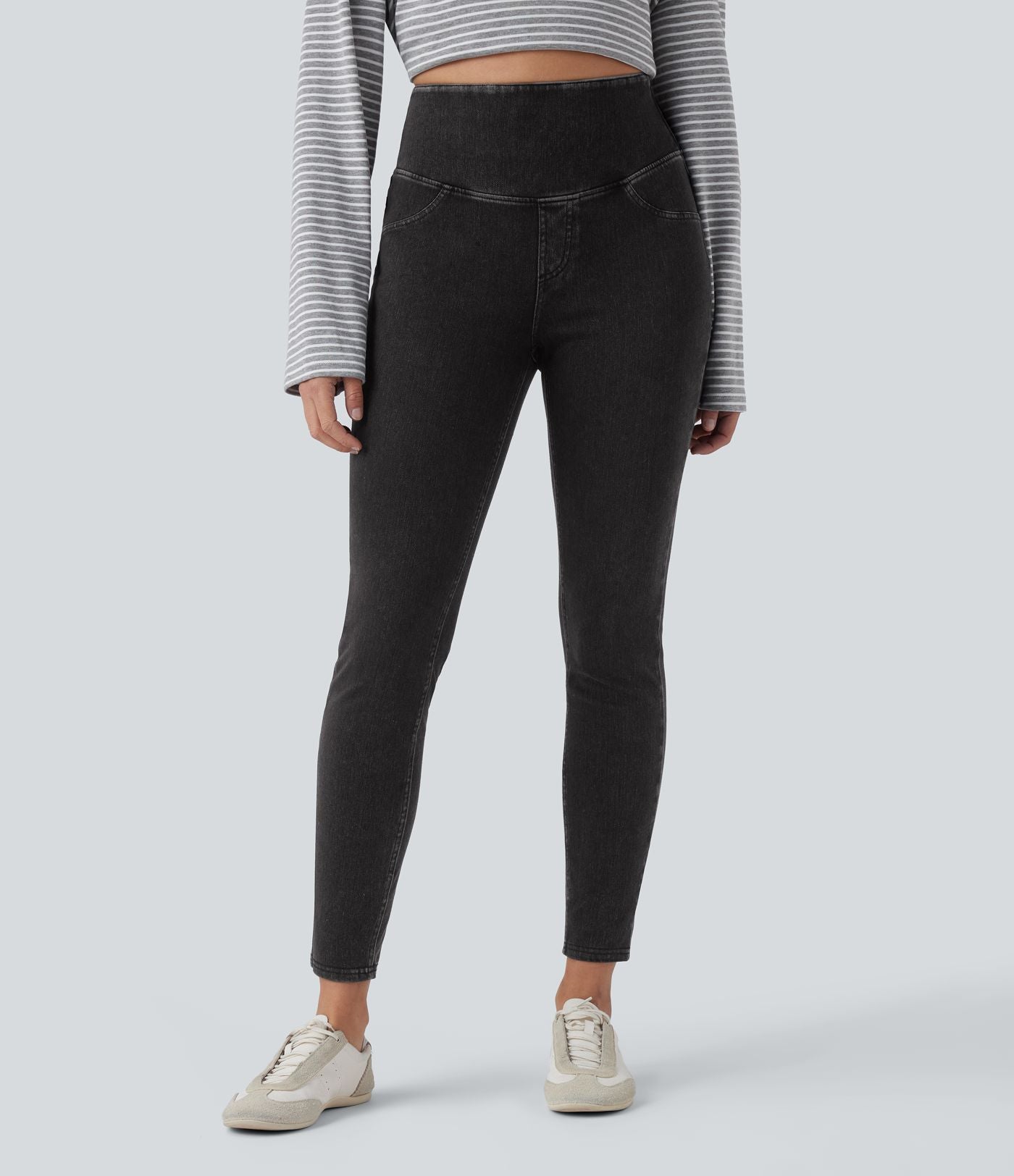 Legging décontracté gainant taille haute effet denim avec poches Halara Flex™
